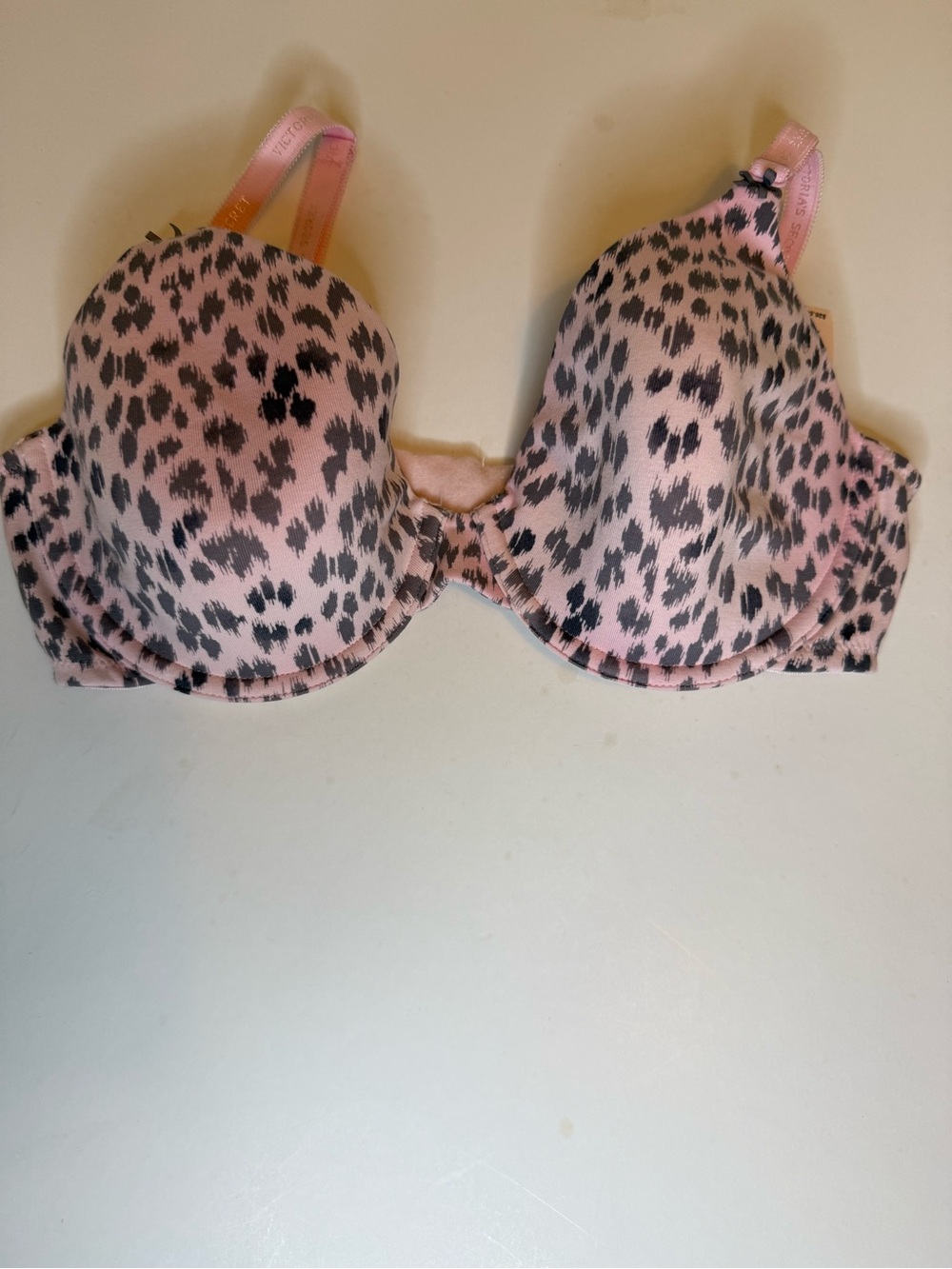 NWT Victoria's Secret Pink Grey Animal Print Perfect Coverage Bra Size 36C